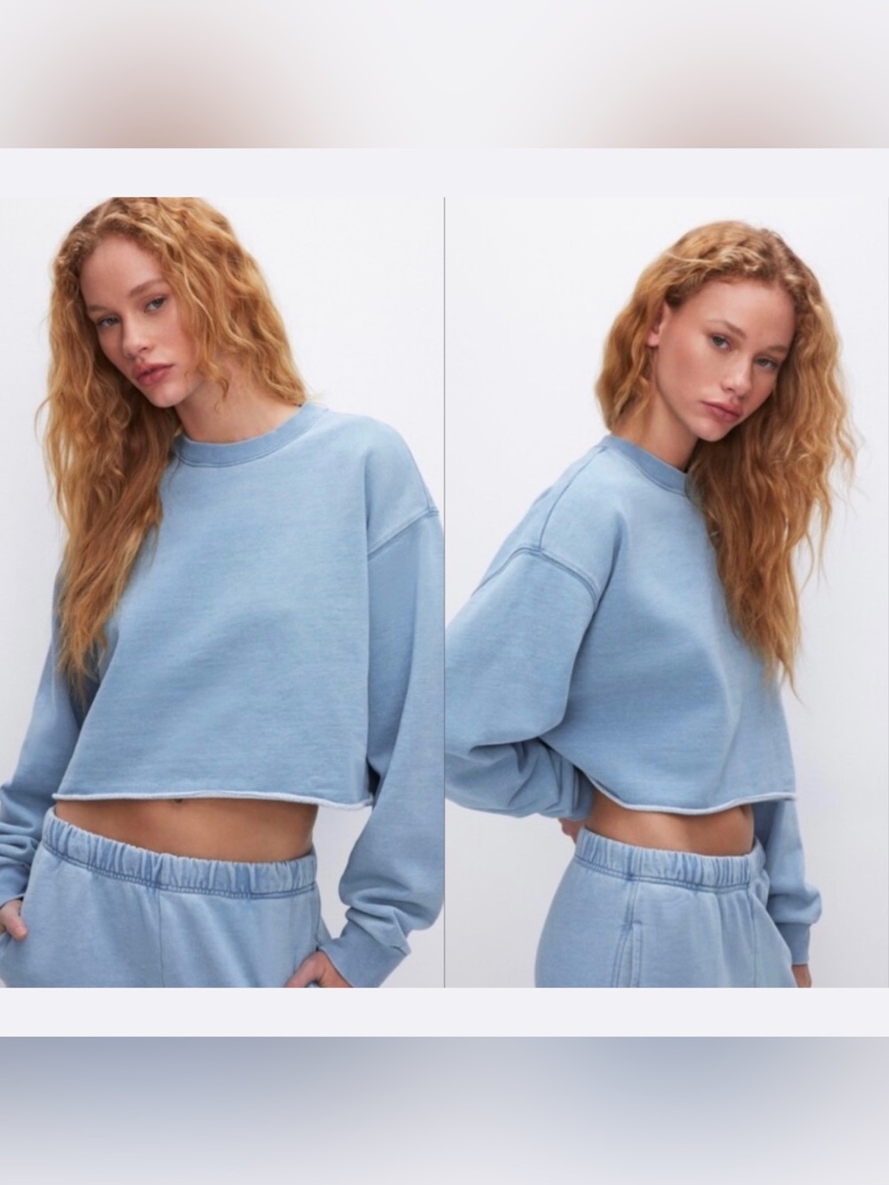 good american nwt new terry cropped oversized pullover sweatshirt